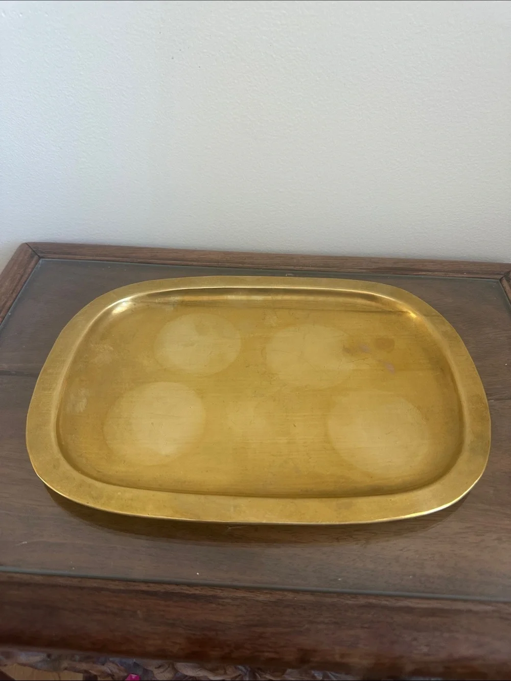Vintage MCM Solid Brass Oval Vanity & Serving Tray - India - 10.5” x 7.5”